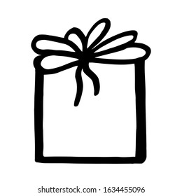 Winter Holiday pattern with 
present. Vector illustration isolated on white background for Birthday, Merry Christmas, New year. Template design for invitation, poster, card. Doodle style.