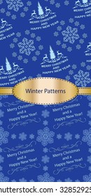 Winter Holiday Patterns collection. Set of  patterns for fabric, wrapping paper,etc. Print colors used. Patterns can be found in swatches.