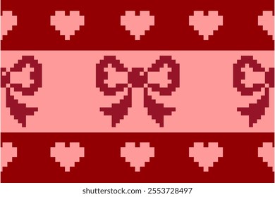 Winter Holiday Pixel Pattern. Traditional Christmas Star Ornament. Scheme for Knitted Sweater Pattern Design. Seamless Vector Background.
