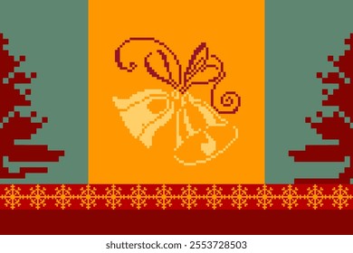 Winter Holiday Pixel Pattern. Traditional Christmas Star Ornament. Scheme for Knitted Sweater Pattern Design. Seamless Vector Background.