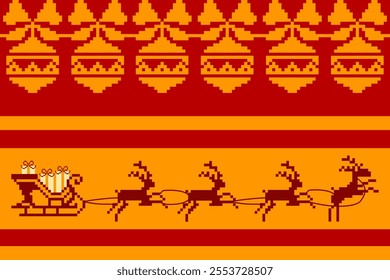 Winter Holiday Pixel Pattern. Traditional Christmas Star Ornament. Scheme for Knitted Sweater Pattern Design. Seamless Vector Background.