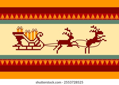 Winter Holiday Pixel Pattern. Traditional Christmas Star Ornament. Scheme for Knitted Sweater Pattern Design. Seamless Vector Background.