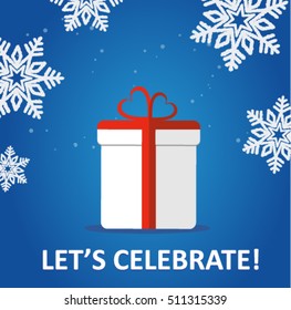 winter holiday poster with a gift box