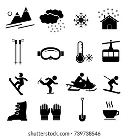 Winter holiday recreation and sports vector icon set