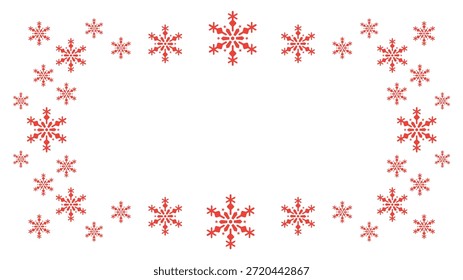 Ilustración de borde de marco de rectángulo de copo de nieve rojo de Festiva de invierno