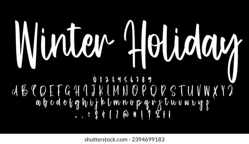 Winter Holiday Scrip font Best Alphabet Alphabet Brush Script Logotype Font lettering handwritten