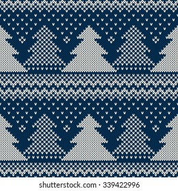 Winter Holiday Seamless Knitted Pattern. Nordic Sweater Design