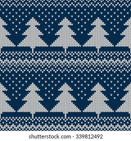 Winter Holiday Seamless Knitted Pattern. Nordic Sweater Design