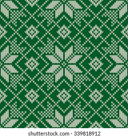 Winter Holiday Seamless Knitted Pattern. Nordic Sweater Design