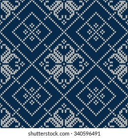Winter Holiday Seamless Knitted Pattern. Nordic Sweater Design