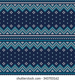 Winter Holiday Seamless Knitted Pattern. Fair Isle Sweater Design