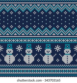 Winter Holiday Seamless Knitted Pattern. Fair Isle Sweater Design