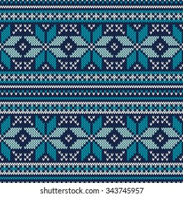 Winter Holiday Seamless Knitted Pattern. Fair Isle Sweater Design