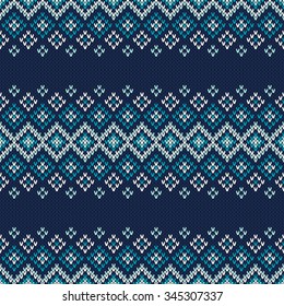Winter Holiday Seamless Knitted Pattern. Nordic Sweater Design