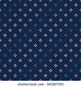 Winter Holiday Seamless Knitted Pattern. Nordic Sweater Design