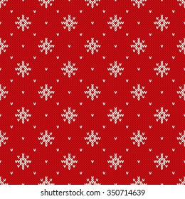 Winter Holiday Seamless Knitted Pattern with Snowflakes