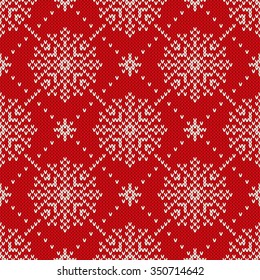 Winter Holiday Seamless Knitted Pattern with Snowflakes