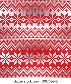 Winter Holiday Seamless Knitted Pattern. Fair Isle Sweater Design