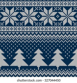 Winter Holiday Seamless Knitting Pattern. Ornament For Sweater Design