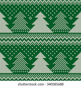 Winter Holiday Seamless Knitting Pattern with a Christmas Tree