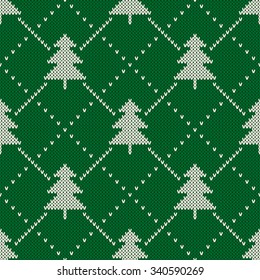 Winter Holiday Seamless Knitting Pattern with a Christmas Tree