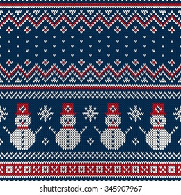 Winter Holiday Seamless Knitting Pattern. Christmas and New Year Vector Seamless Background