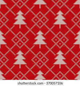 Winter Holiday Seamless Knitting Pattern with a Christmas Tree