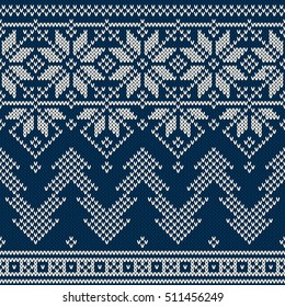 Winter Holiday Seamless Knitting Pattern with a Christmas Trees