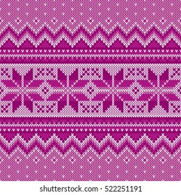 Winter Holiday Seamless Knitting Pattern. Fair Isle Knitted Sweater Design. Christmas Background