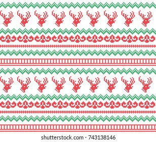 Winter Holiday Seamless Knitting Pattern with a Christmas Trees. Christmas Knitting Sweater Design. Wool Knitted Texture