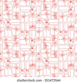 Winter Holiday seamless pattern with gifts. Vector background for christmas packaging. 