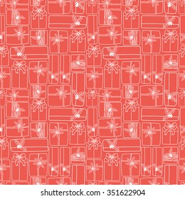 Winter Holiday seamless pattern with gifts. Vector background for christmas packaging. 