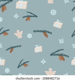 Winter holiday seamless pattern hand drawn