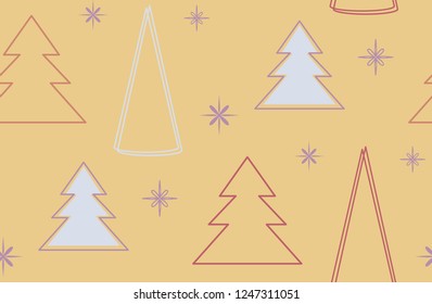 Winter holiday seamless pattern. Minimal Christmas pine tree with bright yellow colors.