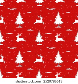 Winter holiday seamless pattern with reindeers on winter for decorative,celebrate party,fabric,textile,print or wrapping paper,vector illustration