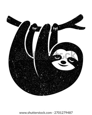 Winter Holiday Sloth Logo with Santa Hat.