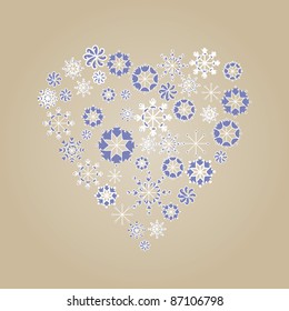 winter holiday snowflake heart