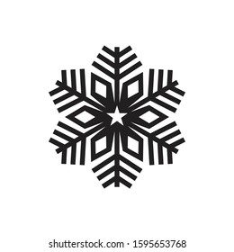 Winter Holiday Snowflake Icon vector Design, Black Color Snowflake Vector with White Background.