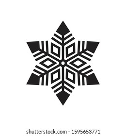 Winter Holiday Snowflake Icon vector Design, Black Color Snowflake Vector with White Background.