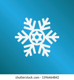 Winter Holiday Snowflake Icon vector Design, White Snowflake Vector with Blue Background