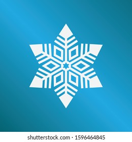 Winter Holiday Snowflake Icon vector Design, White Snowflake Vector with Blue Background