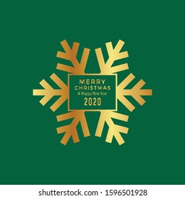 Winter Holiday Snowflake Icon vector Design, Gold Snowflake Vector with Green Background.
