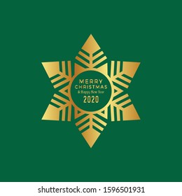 Winter Holiday Snowflake Icon vector Design, Gold Snowflake Vector with Green Background.
