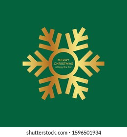 Winter Holiday Snowflake Icon vector Design, Gold Snowflake Vector with Green Background.

