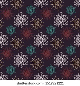Winter Holiday Snowflakes Seamless Pattern