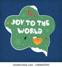Winter holiday speech bubble - Joy to the world. Christmas and New year stickers. Doodle holiday card collection