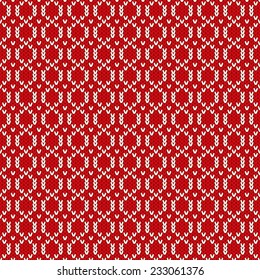 Winter Holiday sweater design on the wool knitted texture. Seamless pattern