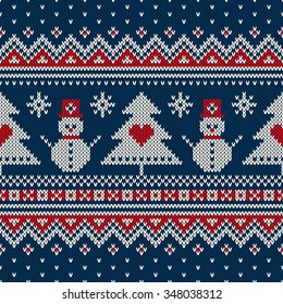 Winter Holiday Sweater Design. Seamless Knitting Pattern