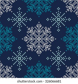 Winter Holiday Sweater Design with Snowflakes. Knitting Seamless Pattern