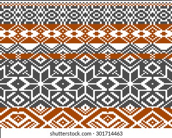 Winter Holiday sweater or hat design on the wool knitted texture. Seamless pattern. Vector pattern